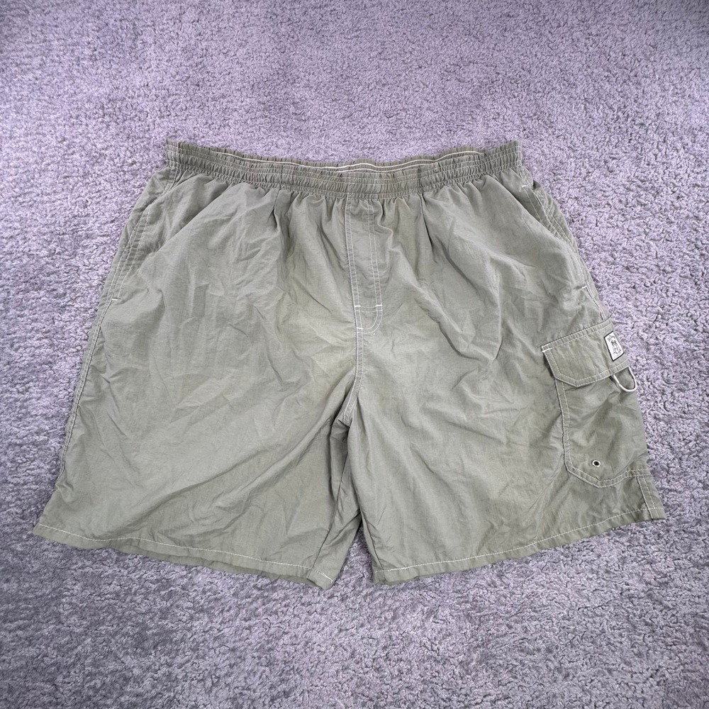 Big Dogs Mens Olive Green Cargo Swim Trunks‎ Mesh Lined Board Shorts Size 1X